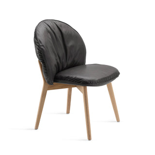 Marie Stuhl - Stuhl - FreiFrau - Leder Adora Ebony / Gestell: Eiche natur -