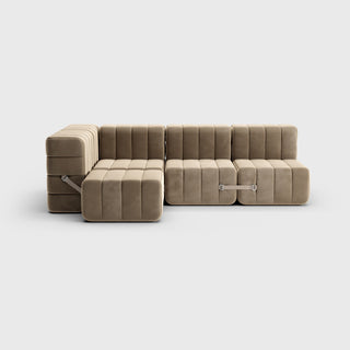 Curt Sofa - Sofa - Ambivalenz - 9er Set Ecke - Light Brown (Samt Barcelona)