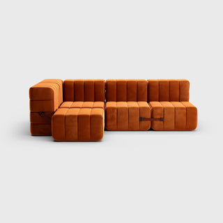 Curt Sofa - Sofa - Ambivalenz - 9er Set Ecke - Orange-red (Samt Barcelona)