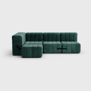 Curt Sofa - Sofa - Ambivalenz - 9er Set Ecke - Green (Samt Barcelona)