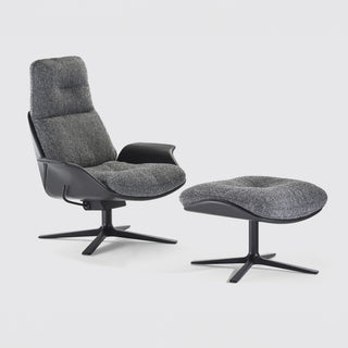 Rei High Loungesessel - Loungesessel - Prostoria - Stoff Boemien 030 + Armlehne Nuss - drehbares Gestell