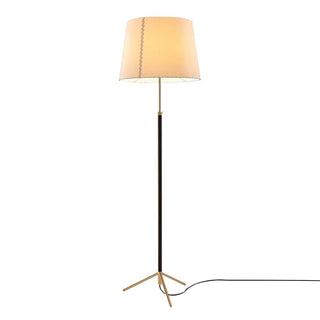 Santa Cole Stehlampe | Pie de Salón - Stehlampe - Santa Cole - Gesticktes beiges Pergament - Messing poliert
