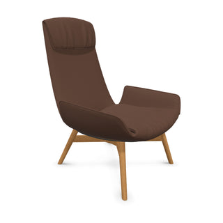 FreiFrau Loungesessel | Amelie Loungesessel - Loungesessel - FreiFrau - Leder Sahara - Coffee - Holzgestell Eiche natur