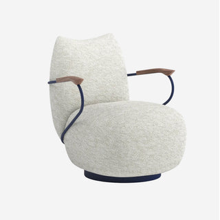 Buffa Loungesessel - Loungesessel - Prostoria - Stoff: Somme 110 / Gestell: Sapphire Blau / Armlehne: Nuss -