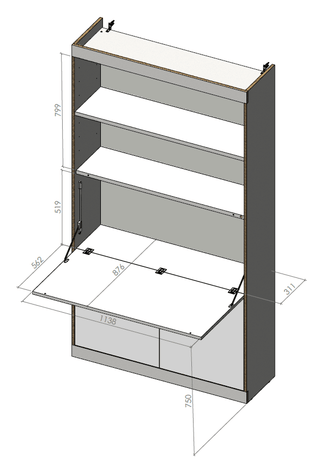 Flai Sekretär - Sekretaer - Müller Small Living - Anthrazit - Groß