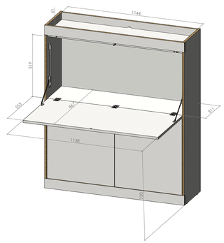 Flai Sekretär - Sekretaer - Müller Small Living - Anthrazit - Groß