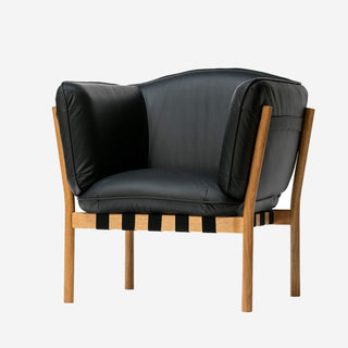 Dowel Loungesessel - Loungesessel - Ton - Leder schwarz -