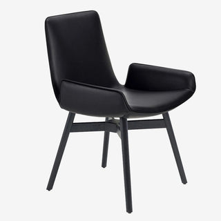Amelie low Armlehnstuhl - Stuhl - FreiFrau - Leder Ebony - Holz - Eiche schwarz