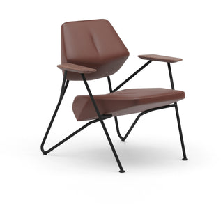 Polygon Loungesessel - Loungesessel - Prostoria - Leder: Cognac / Gestell: Schwarz / Armlehne: Nuss -