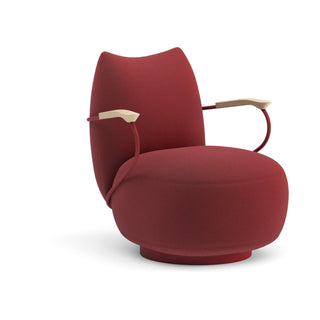 Buffa Loungesessel - Loungesessel - Prostoria - Stoff: Hallingdal 687 / Gestell: Ruby Red / Armlehne: Eiche hell -