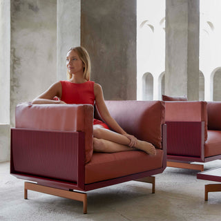 Gandia Blasco Loungesessel | Onde - Outdoor Loungestuhl - Gandia Blasco - Gestell: Blau | Bezug: Iris -