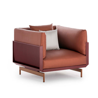 Gandia Blasco Loungesessel | Onde - Outdoor Loungestuhl - Gandia Blasco - Gestell: Rot | Bezug: Umber (Silvertex) -
