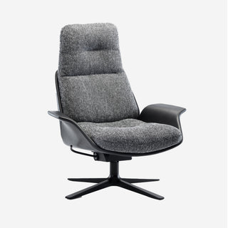Rei High Loungesessel - Loungesessel - Prostoria - Stoff Boemien 030 + Armlehne Nuss - drehbares Gestell