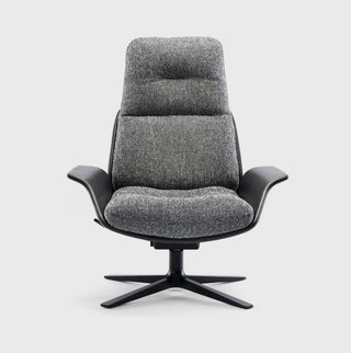 Rei High Loungesessel - Loungesessel - Prostoria - Stoff Boemien 030 + Armlehne Nuss - drehbares Gestell
