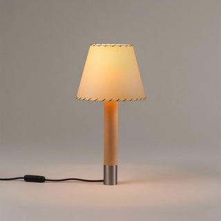 Santa Cole Tischlampe | Basica - Tischlampe - Santa Cole - Genähtes beiges Pergament - Nickel
