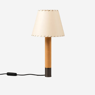 Santa Cole Tischlampe | Basica - Tischlampe - Santa Cole - Genähtes beiges Pergament - Nickel