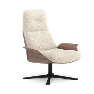 Rei High Loungesessel - Loungesessel - Prostoria - Stoff Boemien 030 + Armlehne Nuss - drehbares Gestell