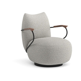 Buffa Loungesessel - Loungesessel - Prostoria - Stoff: Pibiones 2 / Gestell: Schwarz / Armlehne: Nuss -