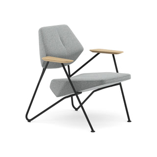 Polygon Loungesessel - Loungesessel - Prostoria - Stoff: Hallingdal 166 / Gestell: Schwarz / Armlehne: Eiche natur -