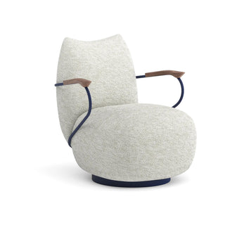 Buffa Loungesessel - Loungesessel - Prostoria - Stoff: Somme 110 / Gestell: Sapphire Blau / Armlehne: Nuss -