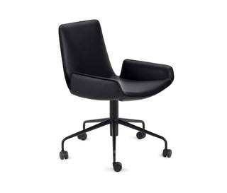 Amelie low Armlehnstuhl - Stuhl - FreiFrau - Leder Ebony - Rollen