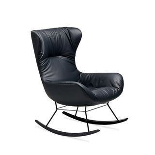 Leya Wingback Schaukestuhl - Loungesessel - FreiFrau - Leder schwarz -