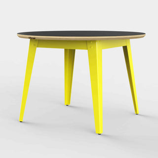 Jan Cray Tisch | 6Grad rund - Tisch - Jan Cray - Linoleum Anthrazit - Schwefelgelb