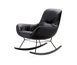 Leya Schaukelstuhl - Loungesessel - FreiFrau - Leder schwarz / Eiche schwarz -