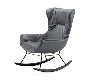 Leya Wingback Schaukestuhl - Loungesessel - FreiFrau - Leder grau -