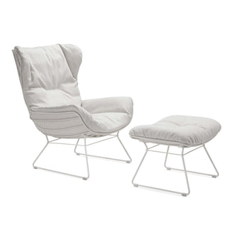 Leyasol Wingback Outdoorsessel - Loungesessel - FreiFrau - Weiß - Mit Hocker