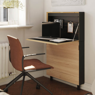 Flatmate Sekretär - Sekretaer - Müller Small Living - Eiche / Matt Schwarz - ohne Blende