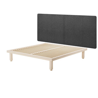 Objekte Unserer Tage Bett | Kaya - Bett - Objekte unserer Tage - mit Kopfteil - Stone Grey - Esche weißpigmentiert