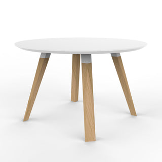 Oblique Tisch rund - Tisch - Prostoria - Eiche massiv natur lackiert - Fenix 0032 weiss