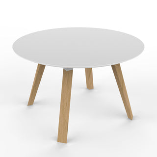 Oblique Tisch rund - Tisch - Prostoria - Eiche massiv natur geölt - Fenix 0032 weiss