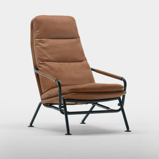 Kontrapunkt Loungesessel - Loungesessel - Prostoria - Leder: Acquario Cuoio / Gestell: Schwarz -
