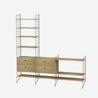 Wohnzimmer Regal J - Regal - String Furniture - Weiss - Eiche