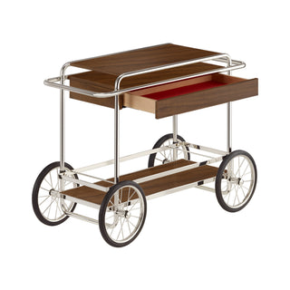 Tecta Barwagen | M4RS - Barwagen - Tecta - Nussbaum furniert - Kavallerie-Tuch Rot