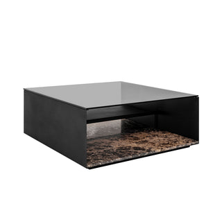 Expose Beistelltisch - Beistelltisch - Wendelbo - dunkler Emperador Marmor | Glasplatte - Large (100 x 100 x 40 cm)