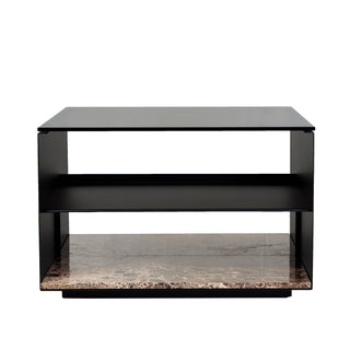 Expose Beistelltisch - Beistelltisch - Wendelbo - dunkler Emperador Marmor | Glasplatte - Large (100 x 100 x 40 cm)
