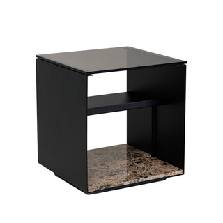 Expose Beistelltisch - Beistelltisch - Wendelbo - dunkler Emperador Marmor | Glasplatte - Large (100 x 100 x 40 cm)