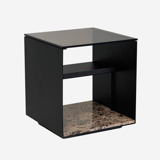 Expose Beistelltisch - Beistelltisch - Wendelbo - dunkler Emperador Marmor | Glasplatte - Large (100 x 100 x 40 cm)